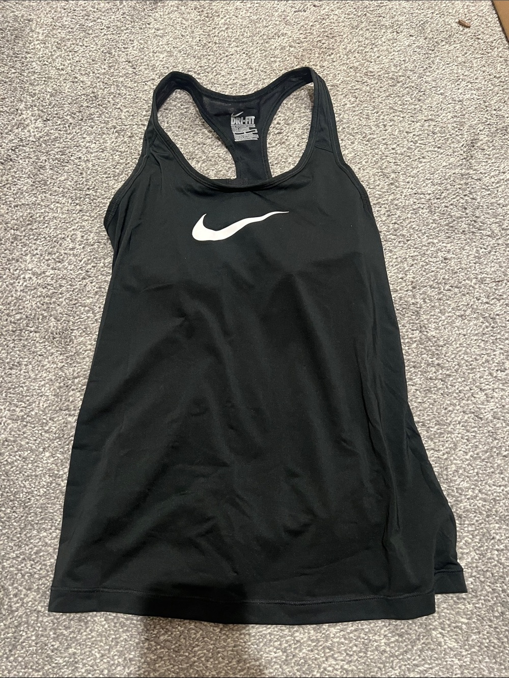 Nike Black Racerback Tank with White Swoosh